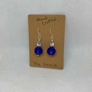 Czech Glass Christmas Ornament Silver Plated Fish Hook Earrings